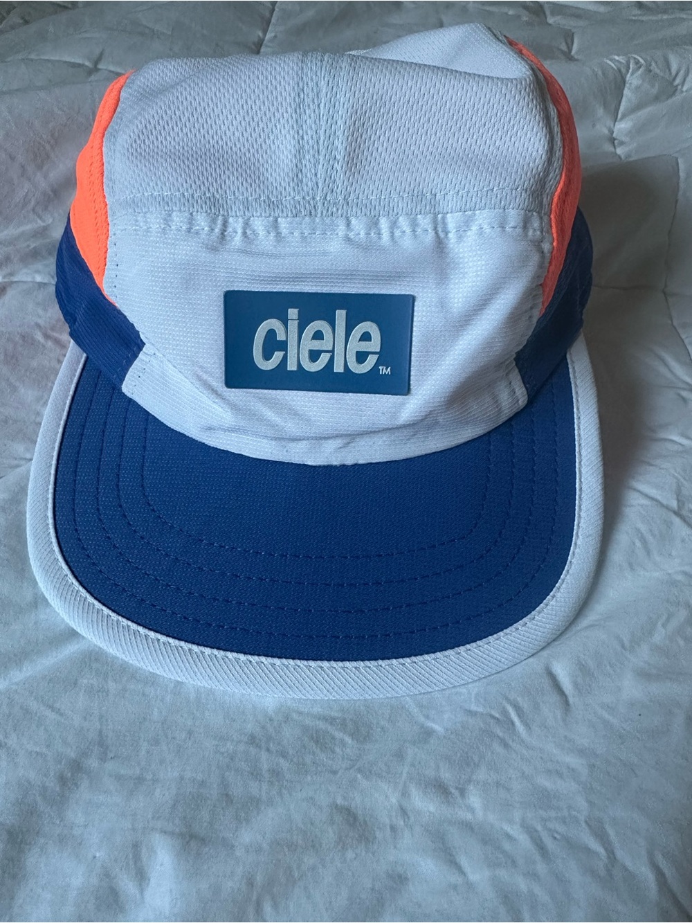 Ciele White & Blue Performance Cap with Coral Accents